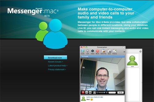 微软发布Mac 8版Messenger 支持视频会议(图)
